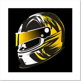 Rally MOTO helmet color BLACK and yellow Posters and Art